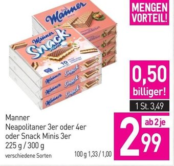 Sutterlüty Manner Neapolitaner 3er oder 4er oder Snack Minis 3er 225 g/300 g Angebot