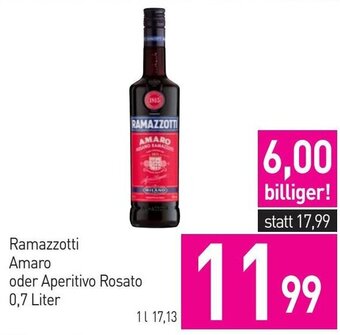 Sutterlüty Ramazzotti Amaro oder Aperitivo Rosato 0,7 Liter Angebot