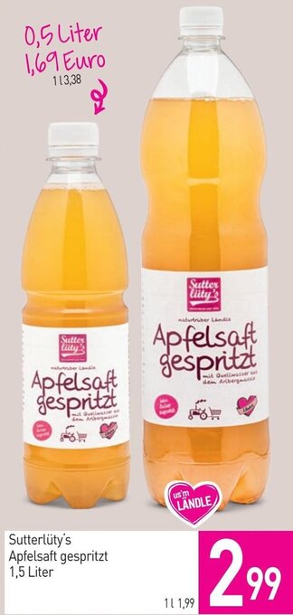 Sutterlüty Sutterlüty's Apfelsaft gespritzt 1,5 Liter Angebot