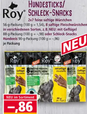 Norma Roy Hundesticks/ Schleck Snacks Angebot