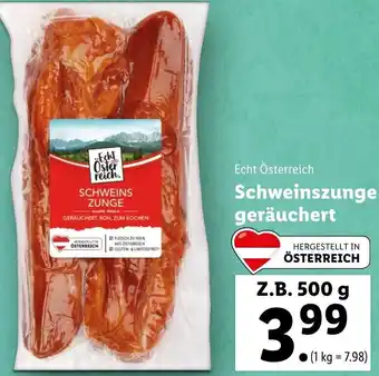 Lidl Echt Österreich Schweinszunge Geräuchert 500g Angebot