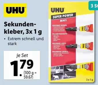 Lidl UHU Sekunden Kleber 3x 1 g Angebot