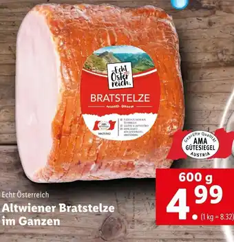 Lidl Echt Österreich Altwiener Bratstelze Im Ganzen 600g Angebot