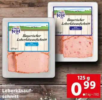Lidl Alpenfest Leberkäsauf Schnitt 125g Angebot