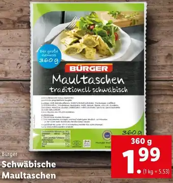 Lidl Bürger Schwäbische Maultaschen 360g Angebot