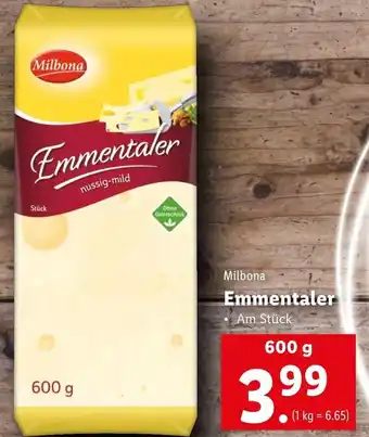 Lidl Milbona Emmentaler 600g Angebot