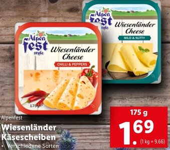 Lidl Alpenfest Wiesenländer Käsescheiben 175g Angebot