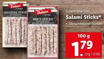Lidl Dulano Selection Salami Sticks 100g Angebot