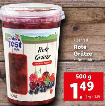 Lidl Alpenfest Rote Grütze 500g Angebot