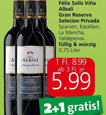 Spar Félix Solis Viña Albali Gran Reserva Selecion Privada Spanien, Kastilien, La Mancha, Valdepenas füllig & würzig 0,75 Liter Angebot