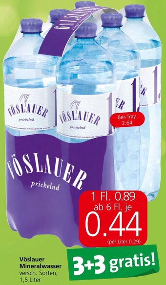 Spar Vöslauer Mineralwasser versch. Sorten, 1,5 Liter Angebot