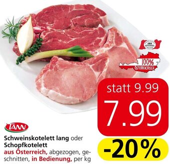 Spar Schweinskotelett lang oder Schopfkotelett per kg Angebot