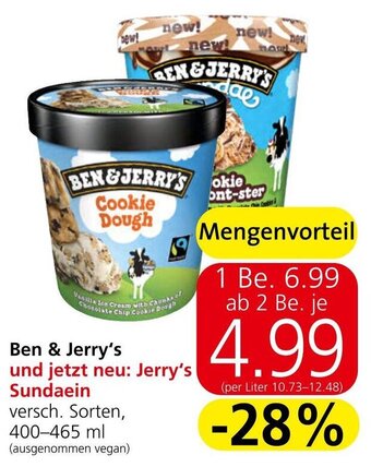 Spar Ben & Jerry's und jetzt neu: Jerry's Sundaein 400-465 ml Angebot