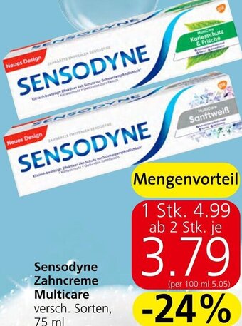 Spar Sensodyne Zahncreme Multicare versch. Sorten, 75 ml Angebot