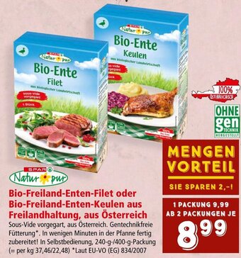 Interspar Natur pur Bio-Freiland-Enten-Filet oder Bio-Freiland-Enten-Keulen aus Freilandhaltung, aus Österreich , 240-g-/400-g-Packung Angebot