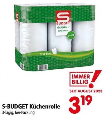 Interspar S-BUDGET Küchenrolle 3-lagig, 6er-Packung Angebot