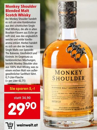 Interspar Monkey Shoulder Blended Malt Scotch Whisky Angebot