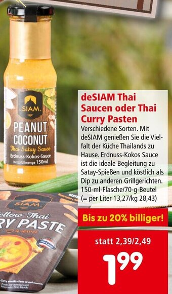 Interspar deSIAM Thai Saucen oder Thai Curry Pasten 150 ml Angebot