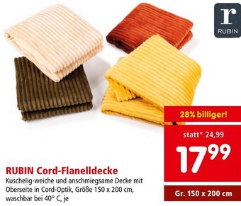 Interspar RUBIN Cord-Flanelldecke Gr. 150 x 200 cm Angebot
