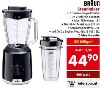 Interspar BRAUN Standmixer 600 Watt Angebot