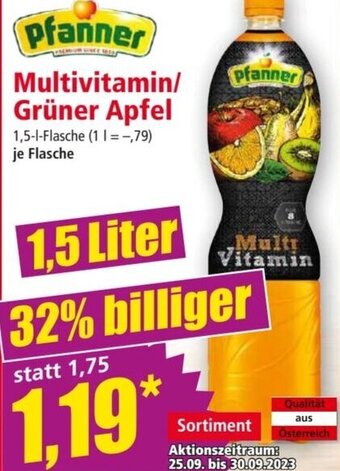 Norma Pfanner Multivitamin/ Grüner Apfel 1,5 L Angebot