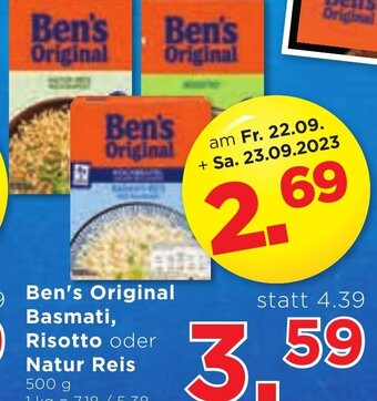 Unimarkt Ben's Original Basmati, Risotto oder Natur Reis 500 g 1 kg = 7.18/ 5.38 Angebot