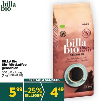 Billa BILLA Bio Bio-Röstkaffee gemahlen 500 g Angebot