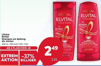 Billa L'Oréal Elvital Shampoo od. Spülung div. Sorten 200 ml- 250 ml Angebot