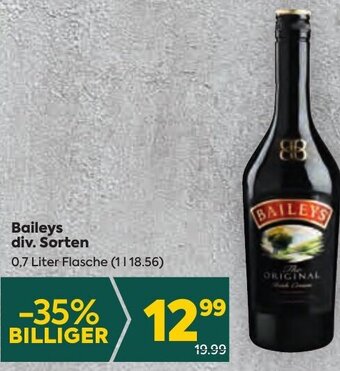 Billa Baileys div. Sorten 0,7 Liter Flasche Angebot