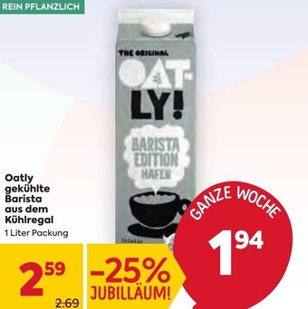 Billa Oatly gekühlte Barista aus dem Kühlregal 1 Liter Packung Angebot