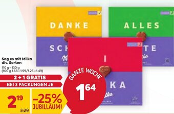 Billa Sag es mit Milka div. Sorten 110 g- 130 g Angebot