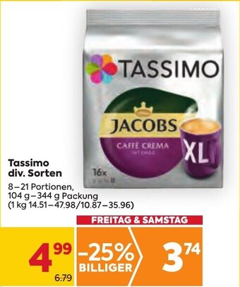 Billa Tassimo 8-21 Portionen, 104 g-344 g Packung Angebot
