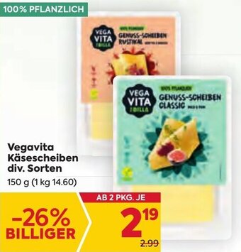Billa Vegavita Käsescheiben div. Sorten 150 g Angebot