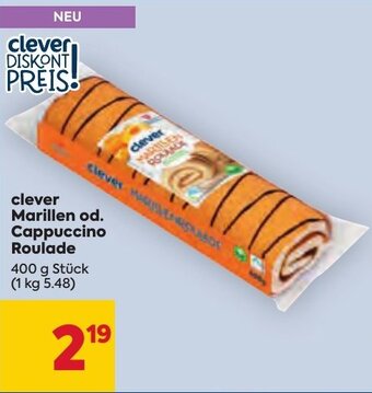 Billa clever Marillen od. Cappuccino Roulade 400 g Stück Angebot