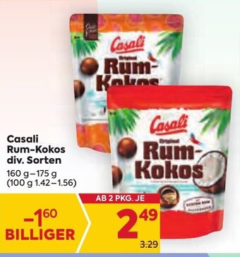 Billa Casali Rum-Kokos div. Sorten 160 g-175 g Angebot