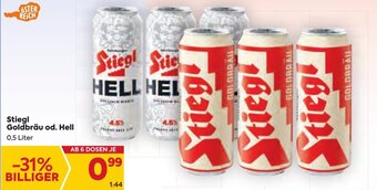 Billa Stiegl Goldbräu od. Hell 0,5 Liter Angebot