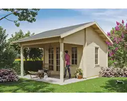 Hornbach Blockbohlenhaus calgary, dach dämmbar, für dachpfannen vorbereitet 460x580 cm natur Angebot