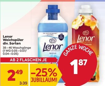 Billa Lenor Weichspüler div. Sorten 38-46 Waschgänge Angebot