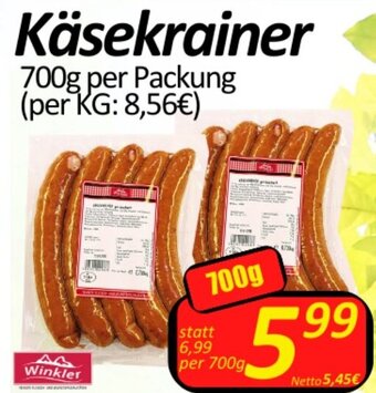 Wurstico Käsekrainer 700g per Packung Angebot