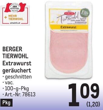 Metro BERGER TIERWOHL Extrawurst 100 g Angebot