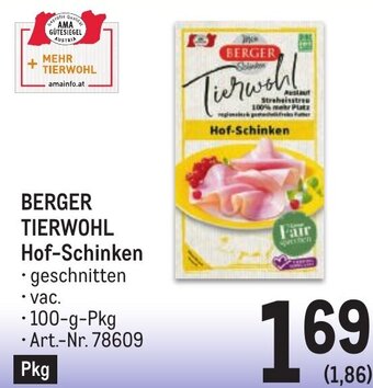 Metro BERGER TIERWOHL Hof-Schinken • 100-g-Pkg Angebot