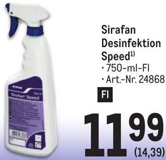 Metro Sirafan Desinfektion Speed¹ 750 ml Angebot