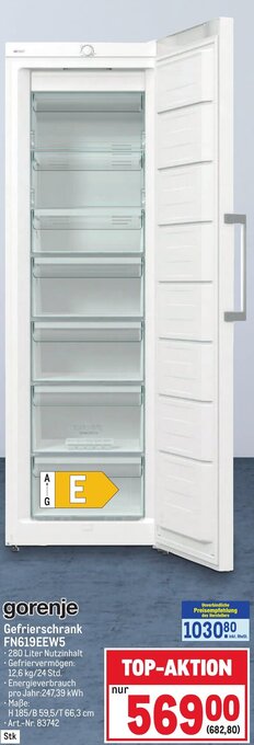 Metro gorenje Gefrierschrank FN619EEW5 Angebot
