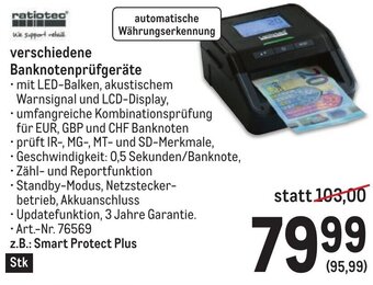 Metro ratiotec verschiedene Banknotenprüfgeräte Angebot