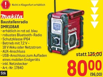 Metro Makita Baustellenradio DMR108AR Angebot