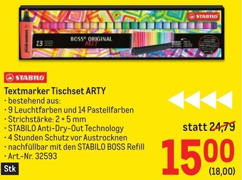 Metro STABILO Textmarker Tischset ARTY Angebot