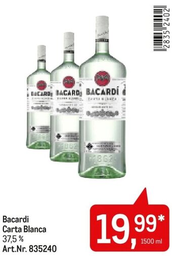 AGM Bacardi Carta Blanca 37,5% 1500ml Angebot
