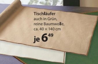 NKD Tischläufer auch in Grün, reine Baumwolle, ca. 40 x 140 cm Angebot