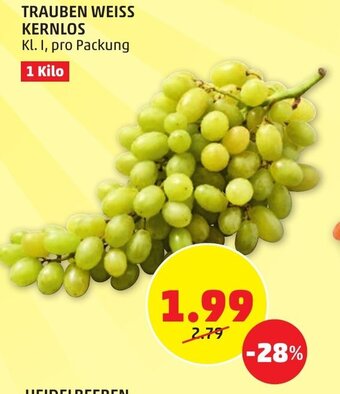 PENNY TRAUBEN WEISS KERNLOS Kl. I, pro Packung Angebot