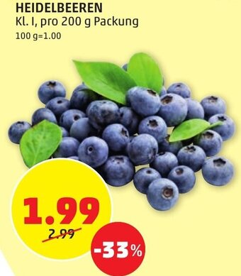 PENNY HEIDELBEEREN Kl. I, pro 200 g Packung Angebot